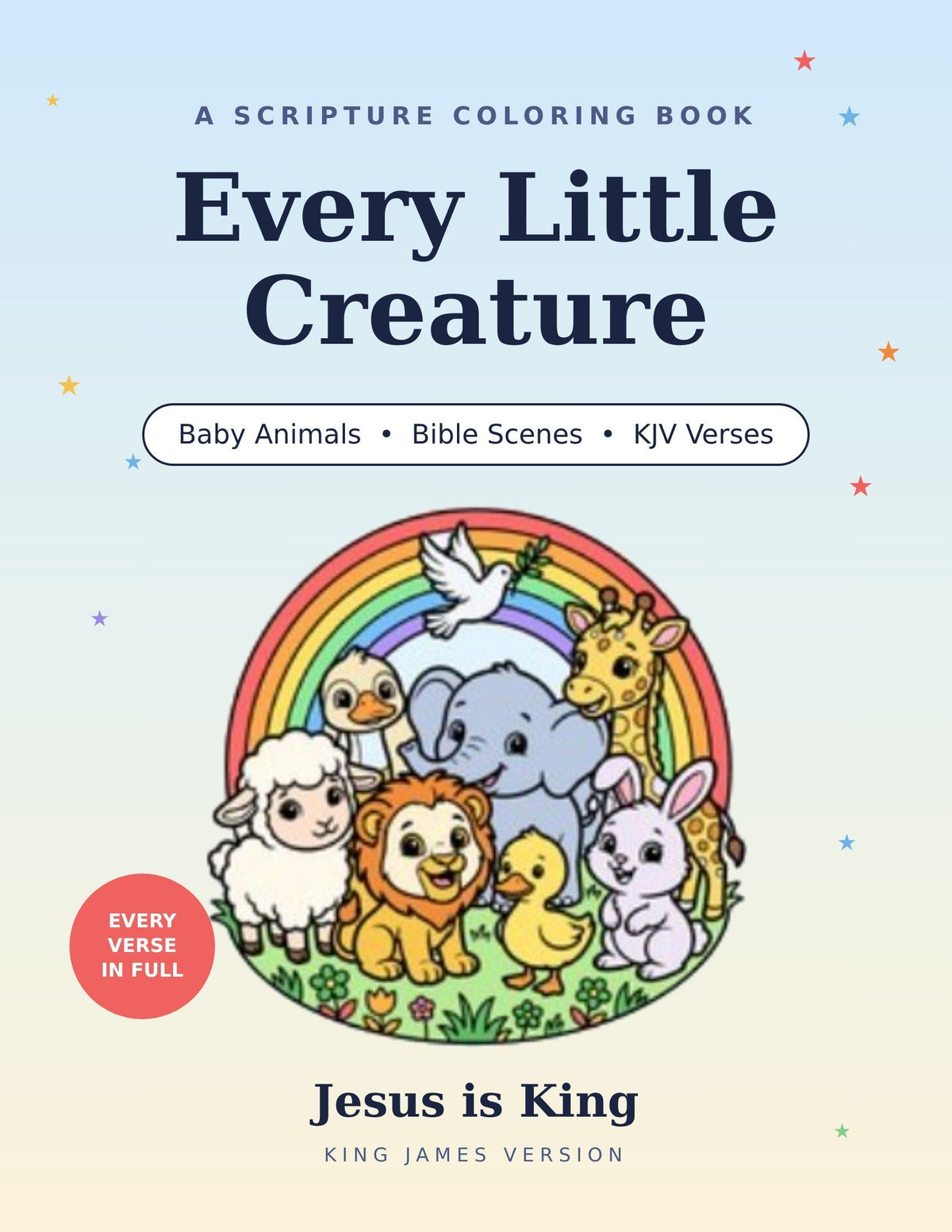 Every Little Creature scripture coloring book cover with cute baby animals