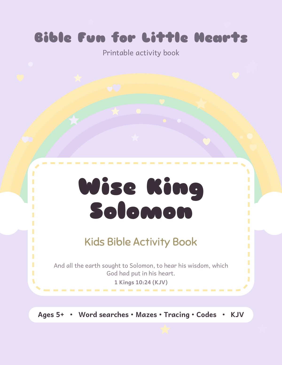 Wise King Solomon Kids Bible Activity Book cover